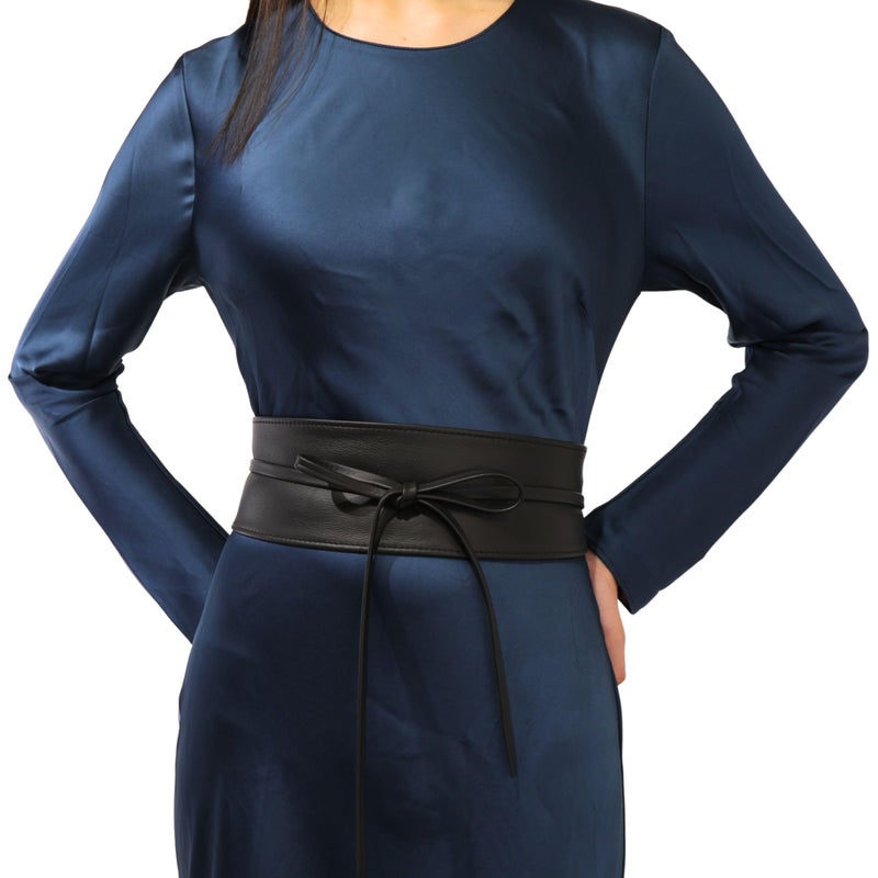 FASHIONGEN - Woman Italian leather Obi belt, CASSIANE - Black, L-XL - Image 2